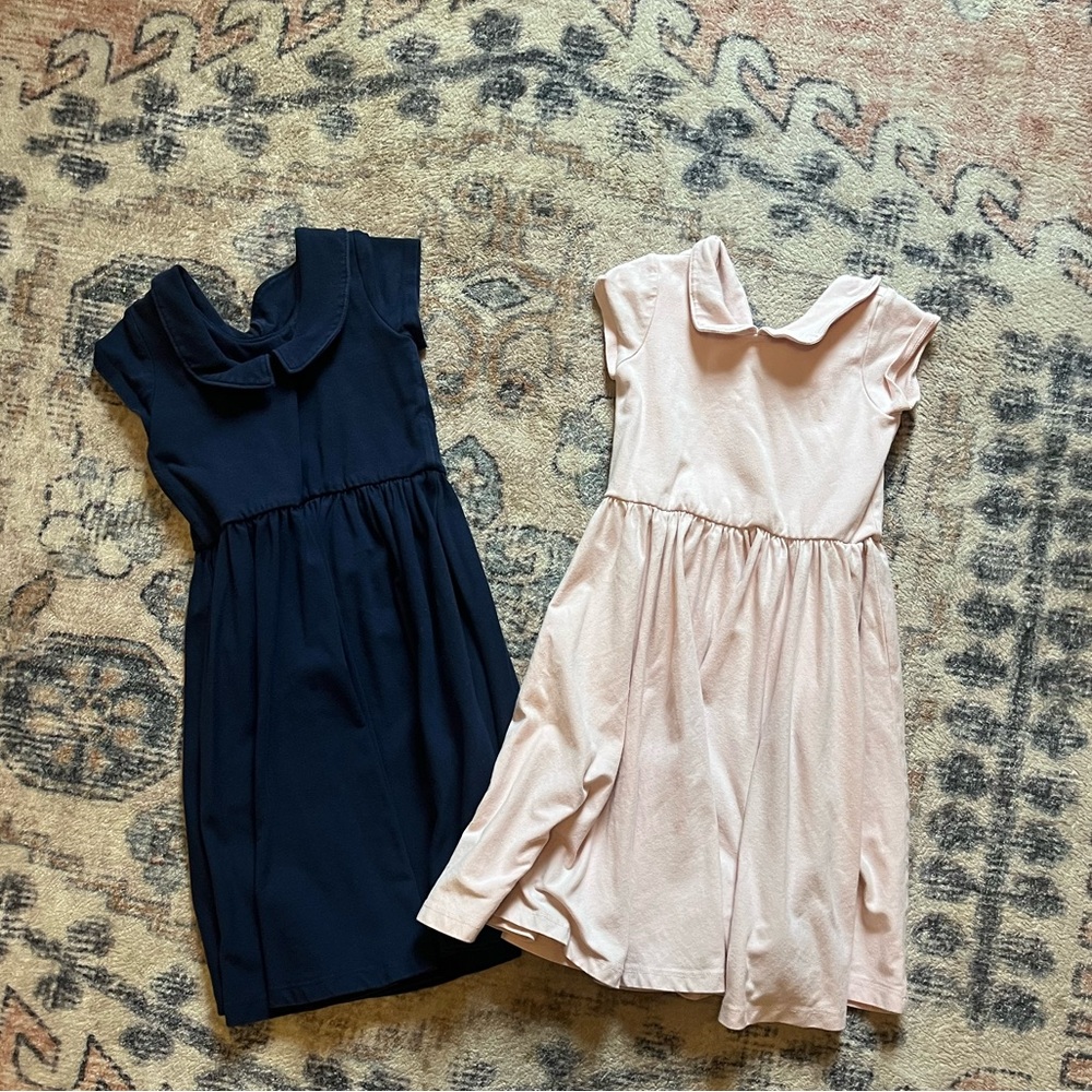 Alice and Ames Peter Pan collar twirl dress in blush and navy